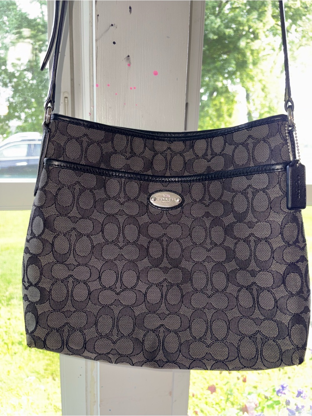 Coach Black and Gray Signature Canvas Crossbody